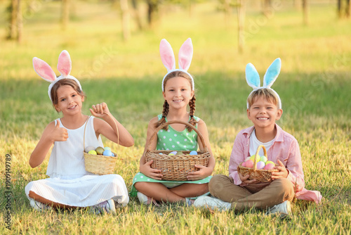 Little children with bunny ...