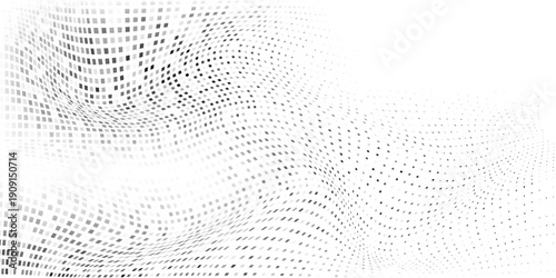 Mesh abstract rectangle halftone gradient texture. Vanishing polka dot background. Repeating dots gradation abstract simple modern