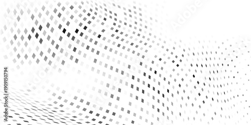 Mesh abstract rectangle halftone gradient texture. Vanishing polka dot background. Repeating dots gradation abstract