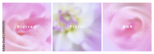 Spring or summer flowers vector blurred gradient background. Soft and pastel floral template with blur effect. Pink and rose color. 