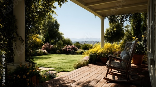 Cozy Wooden Patio with Lush Garden View / 豊かな庭を望む居心地の良い木製パティオ