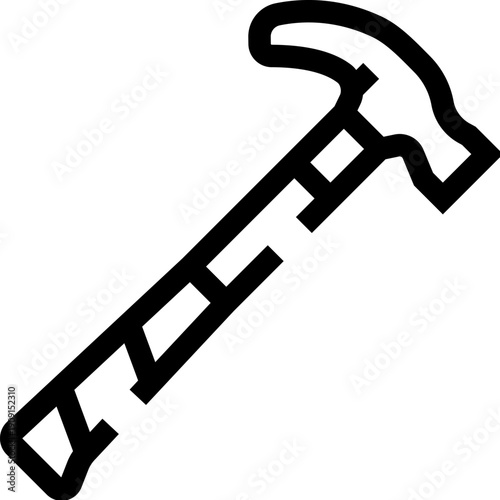 Claw hammer outline icon representing construction work, repair, and diy projects, useful for hardware stores, home improvement, and manual labor concepts