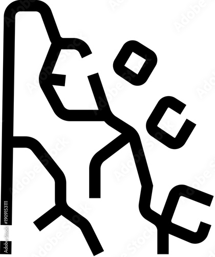 Mountain cliff experiencing a landslide with rocks falling, symbolizing danger, erosion, and natural catastrophe caused by geological instability or environmental impact