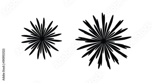 Two abstract starburst shapes against a plain white background