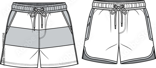 Fashionable Sportswear Design: Vector Illustration of Drawstring Shorts for Activewear and Apparel Creation, Showcasing Modern Style and Versatile Design Elements for Designers