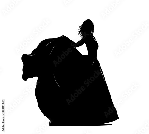A striking silhouette depicts a woman embracing a large bear conveying a sense of connection and wild beauty