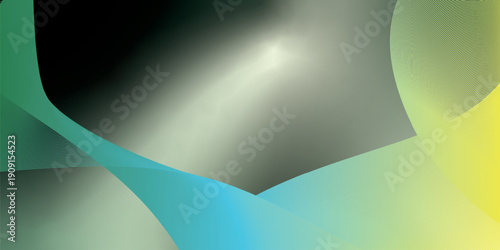 Light yellow and teal abstract shape background with grainy gradient and black noisy texture for wide banner poster and header design