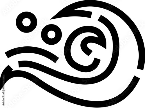 Abstract water icon representing ocean waves, splashes, and bubbles, symbolizing nature, dynamics, and aquatic elements in a simple, graphic illustration