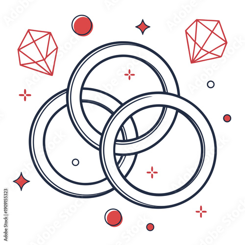 Engagement rings with gemstones and decorations