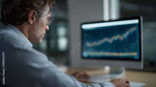 Glowing financial dashboards highlight stock exchange movements, equity growth patterns, and algorithmic trading systems operating in real time. cinematic color correction, natural uneven lighting