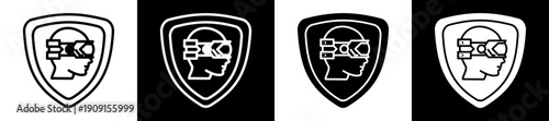 Protect Icon In Flat Version On Black And White Background