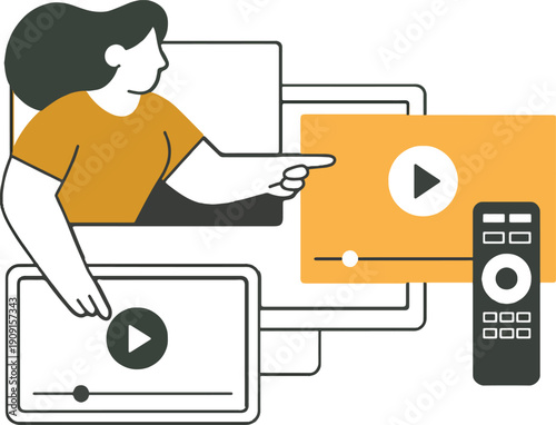 Person interacting with video content and remote control