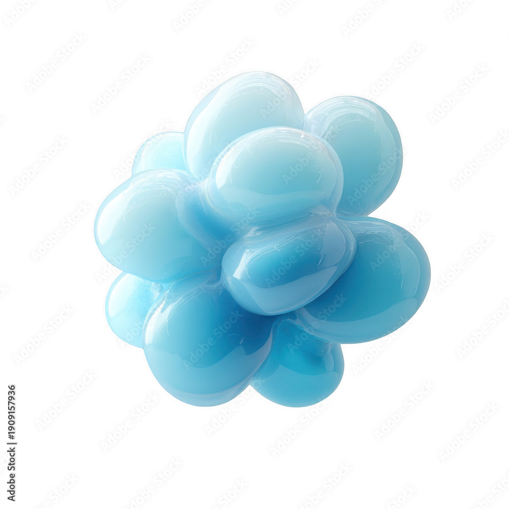 Fototapeta premium A cluster of soft, cloud-like blue foam balls arranged in an organic formation. isolated on transparent background
