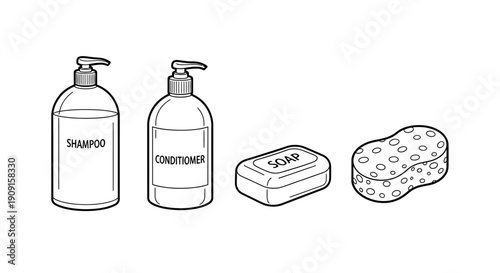 Shampoo, Conditioner, Soap, and Sponge: Essential Bathroom Hygiene Products