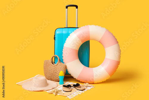 Inflatable ring, suitcase a...