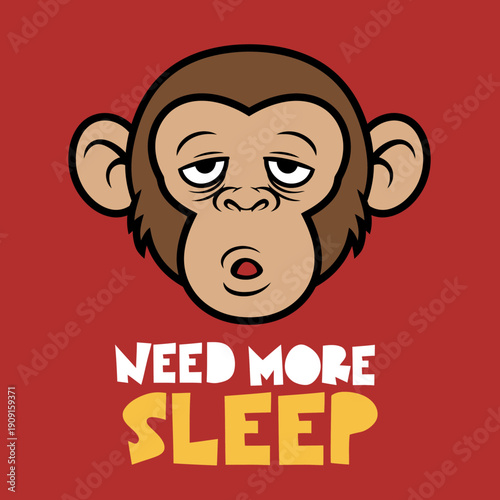 Tired Monkey Face Expressing Need for More Sleep.