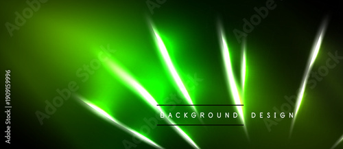 Abstract neon green background. Diagonal lines create dynamic visual effect. Dark shades dominate composition, highlighting bright elements.