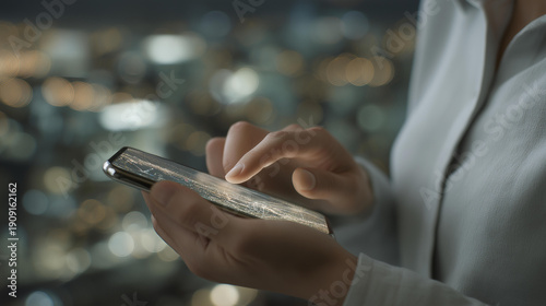 A modern fintech ecosystem is visualized through layered projections of digital payment networks, mobile banking growth analytics, financial inclusion metrics, and secure transaction verification