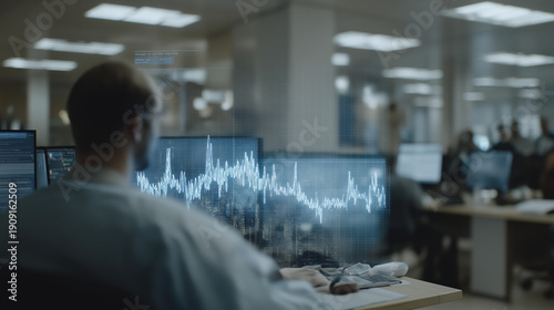 A sophisticated healthcare environment emerges with holographic graphs, hospital infrastructure, and doctor supervision. cinematic color correction, natural uneven lighting yet gentle backlight,