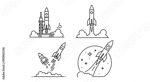 Rocket Launch Collection: Space Exploration Icons