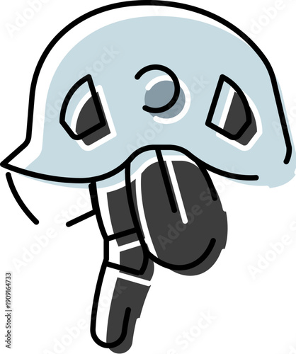 Climbing helmet displaying an essential piece of safety equipment, vital for protecting the head during a variety of outdoor activities such as rock climbing and mountaineering adventures