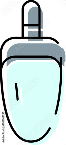 Minimalist icon representing a refreshing ice lolly or popsicle featuring clean black lines, light blue fill, and subtle shadow, symbolizing sweet summer treats and cool relief