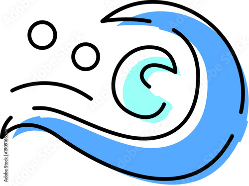 Blue wave icon showing water movement illustrating ocean, sea, or river dynamics, perfect for representing fluid motion, natural elements, or aquatic concepts in graphic design