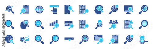 Search color style editable icon set. Magnifying glass, find, research, SEO, investigate, and more. Editable stroke. Vector illustration eps 10