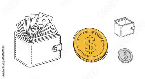 Money Wallet and Coins: Financial Wealth and Savings Concept
