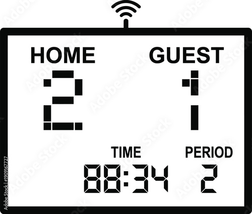 Digital scoreboard font for football match display vector