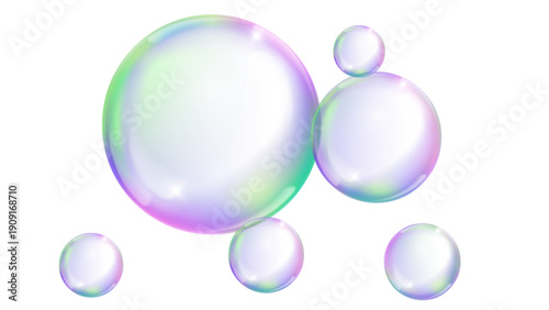 Rainbow Soap Bubbles Iridescent Transparent Colorful Floating Spheres Light Reflection Holographic Effect Clean Beauty Hygiene Concept for Product Photography Marketing Commercial Graphics