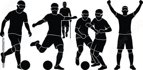 Blind football players competing in a vector sport illustration