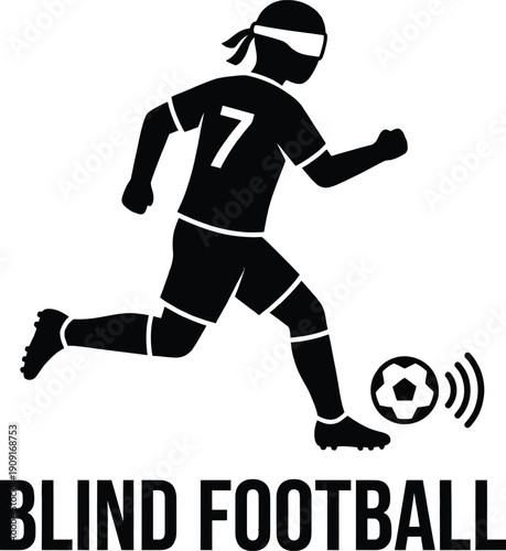 Blind football players competing in a vector sport illustration
