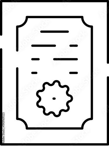 Certificate icon illustrating a formally awarded document, symbolizing the completion of a course, academic success, professional achievement, and recognition of qualification or accomplishment