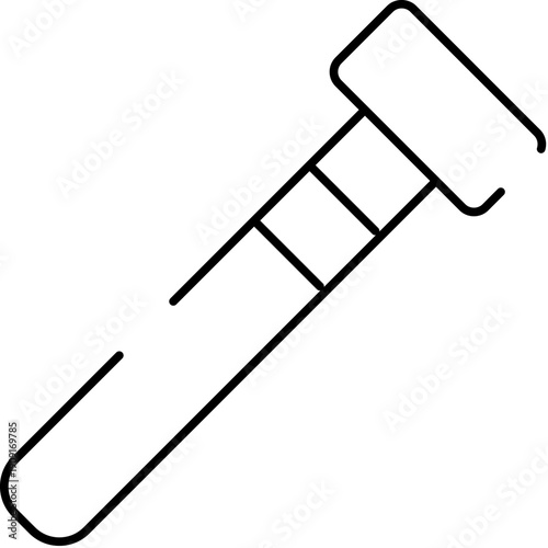 Test tube vial with measurement markings for scientific research, lab analysis and medical diagnostics minimalist line art icon representing testing, biotech and healthcare studies