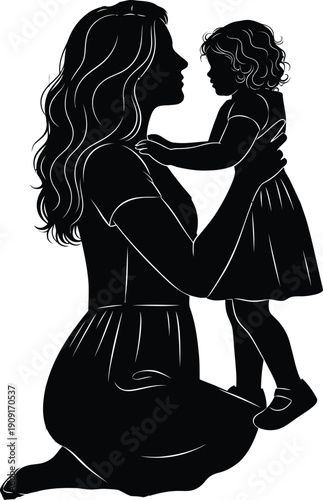 Mother and child silhouette