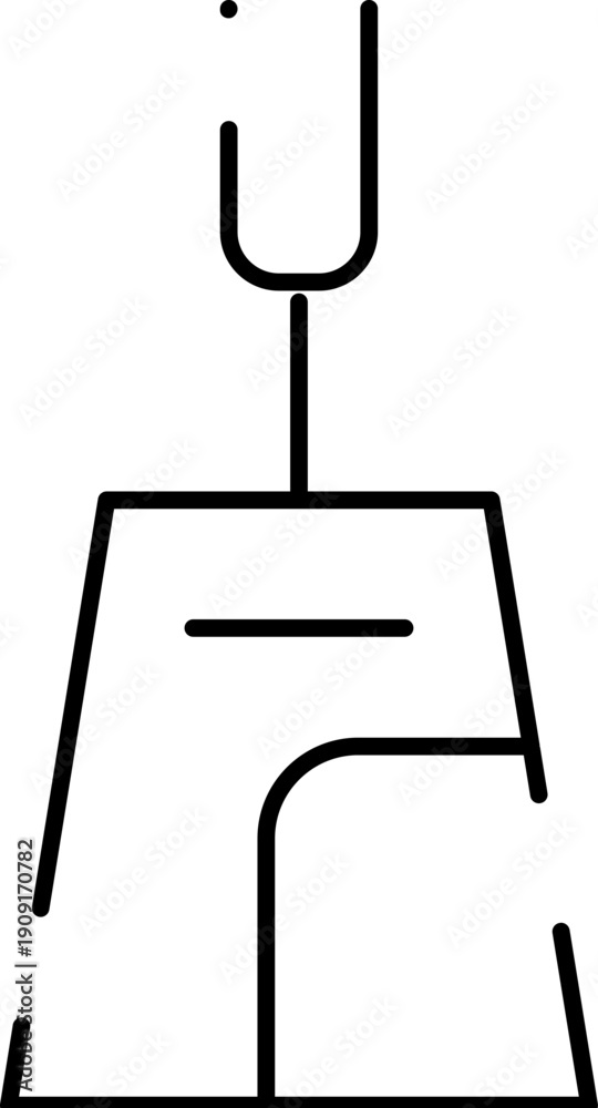Obraz premium Abstract bell line art depicting a simple geometric pictogram, symbolizing sound, alert, notification, or service in a modern and clean black and white design