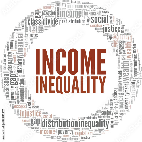 Income Inequality word cloud conceptual design isolated on white background.