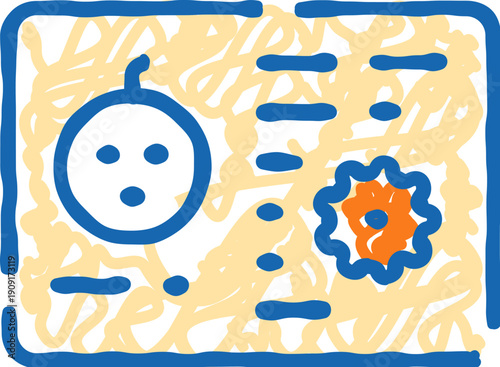 Baby growth and development chart doodle drawing illustrates critical milestones, tracking health, progress, and various stages of child development from infancy