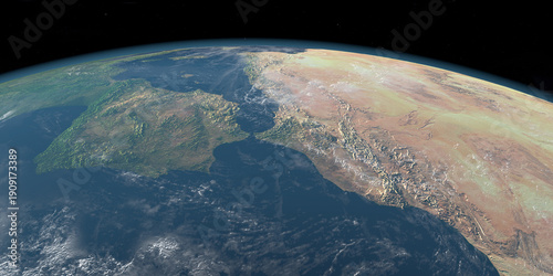Cuadro en lienzo Atlas Mountains, Africa. Aerial view from space. 3d render