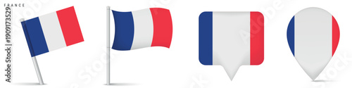 France map silhouette filled with vertical tricolor flag