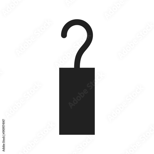 A simple black icon depicting a hook above a rectangular block