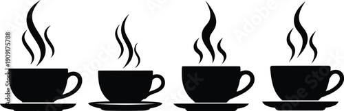 Coffee cup icon set. Cups of coffee tea collection. Hot drink icon. Disposable cup. Cup coffe with steam. Flat style - stock vector. 