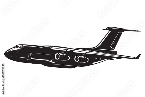 Cargo Airplane Silhouette Side View Air Freight Transport