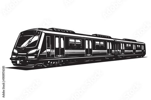 Subway Train Silhouette Side View Underground Rail Vehicle