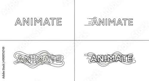 Animated Text Effects: 'ANIMATE' Word with Various Motion Graphics Styles