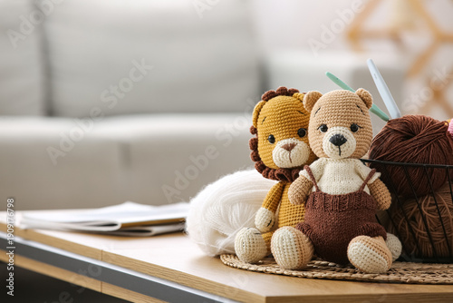 Basket with yarn, crochet h...