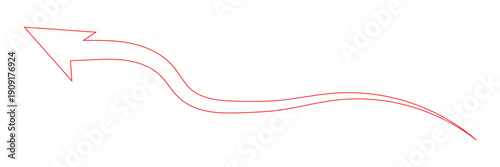 Hand Drawn curved Long Vector Arrow on white Background.