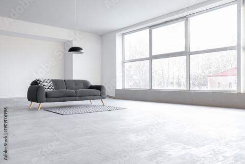 Sofa with carpet and hangin...