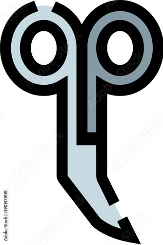 Trauma shears icon representing essential medical scissors for emergency and first aid use, symbolizing healthcare, swift response, safety and professional medical equipment